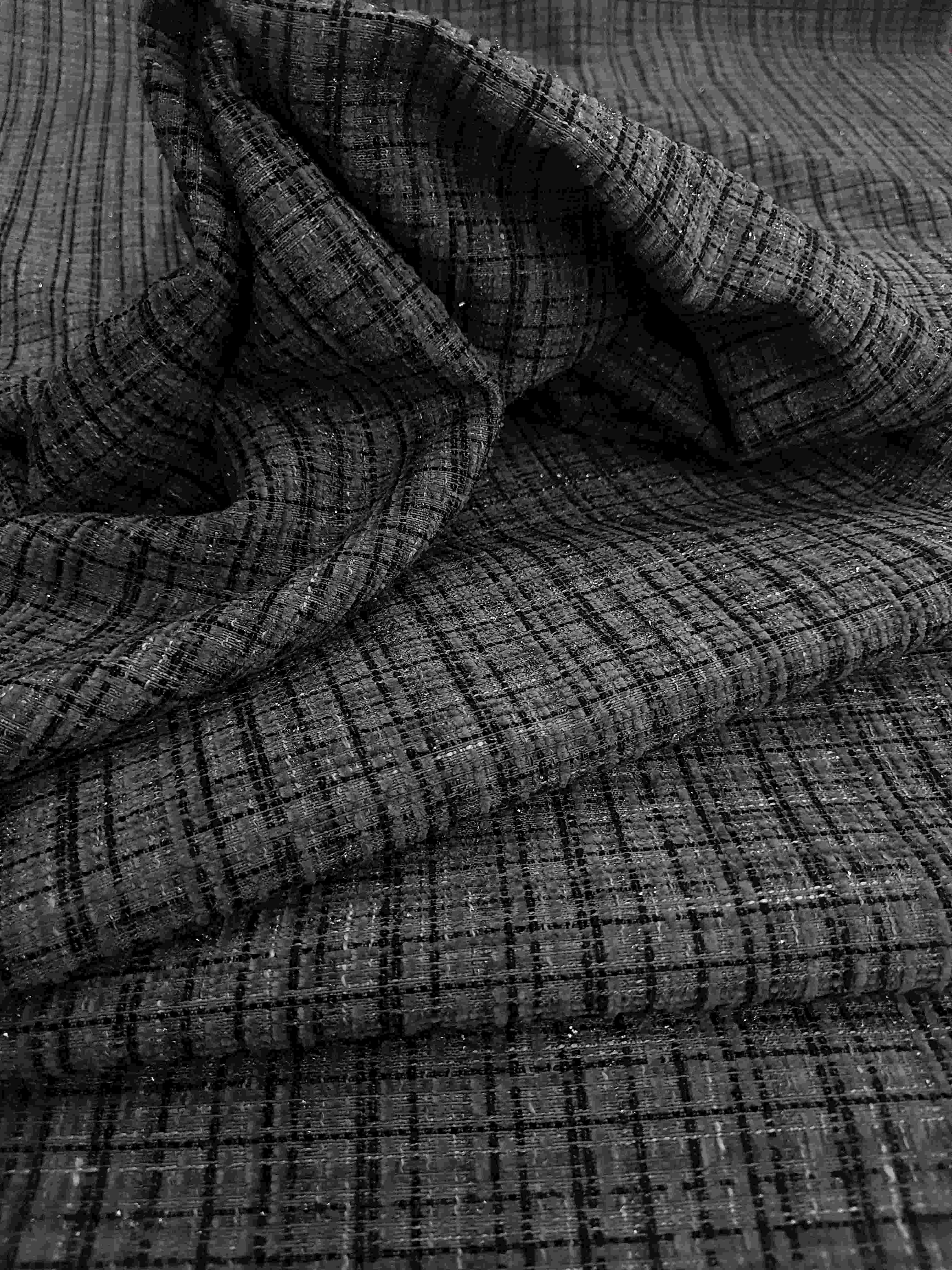 TWEED140423 - 21 - LÃ TWEED XADREZ PRETO E BRANCO