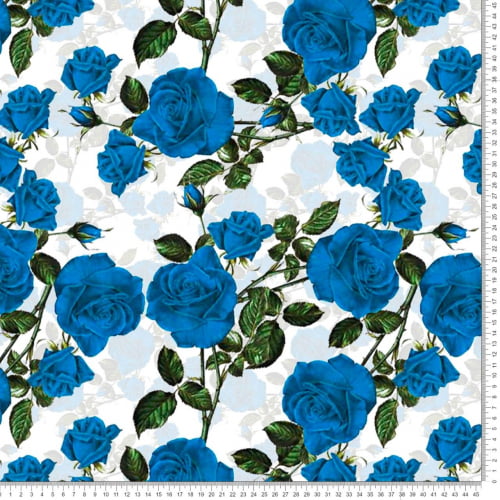 Crepe Valentino - Rosas Azuis