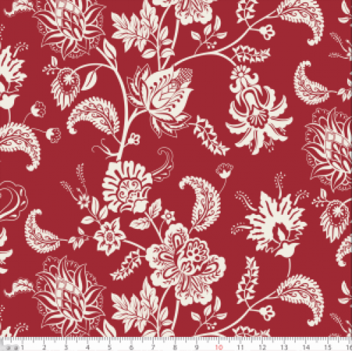 Tricoline Estampada Arabesco Floral Vermelho 1297/135