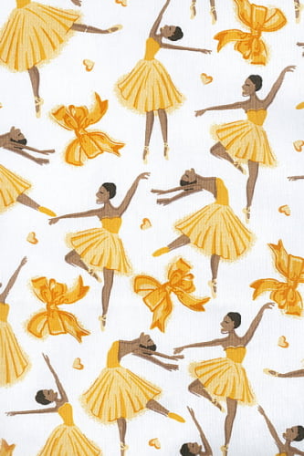 Tricoline Estampada Bailarinas Amarelo - 2