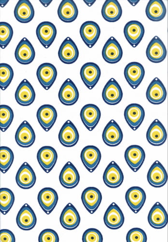 Tricoline Estampada Olho Grego Amarelo - V3