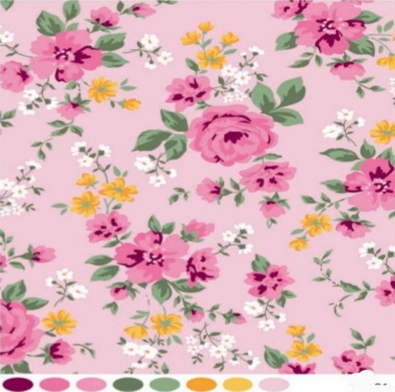 Tricoline Estampada Floral Rosa - 8049-1
